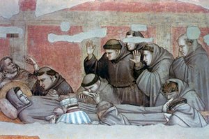 Tod des Heiligen Franziskus und Untersuchung der Stigmata von Giotto di Bondone