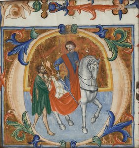 Eine illuminierte Miniatur von St. Martin, der seinen Mantel teilt (aus einem großen Chorbuch) von Giotto di Bondone (school of)