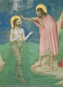 Die Taufe Christi, Detail von Christus und Johannes dem Täufer, 1303-05