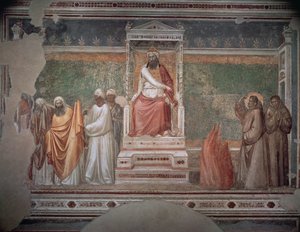 Feuerprobe des Hl. Franz von Assisi vor dem Sultan von Ägypten, aus der Bardi-Kapelle, ca. 1320