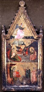 Der Engel der Verkündigung; Die Geburt Christi und Verkündigung an die Hirten; Die Anbetung der Könige, linker Flügel eines Diptychons
