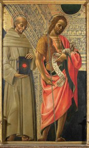 Sankt Bernhardin von Siena und Sankt Johannes der Täufer, ca. 1485-1490 von Giovanni Ambrogio Bevilacqua