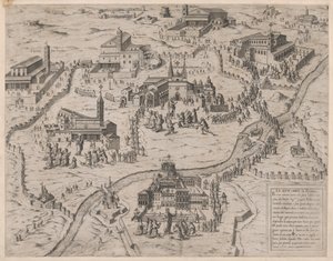 Speculum Romanae Magnificentiae: Die sieben Kirchen von Rom Le Sette Chiese di Roma, 1575 von Giovanni Ambrogio Brambilla.