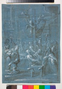 Die Erfindung des Heiligen Kreuzes, Zeichnung von Giovanni Andrea Ansaldo