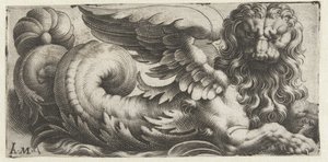 Geflügelter Seelöwe mit wallender Mähne und Bart (Serie) von Giovanni Andrea Maglioli