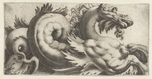 Seepferdchen mit blattförmigen Flossen und einem Bart (Friesen mit Seemonstern)