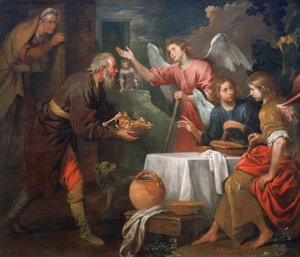 Abraham und die drei Engel von Giovanni Andrea di Ferrari
