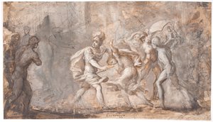 Tarpeia wird unter den Schilden der Sabiner zerquetscht von Giovanni Angelo Canini