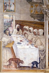 Benedikt erhält reichlich Mehl und ernährt die Mönche von Giovanni Antonio Bazzi Sodoma