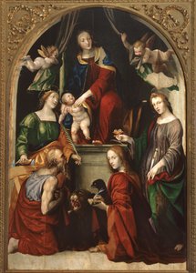 Madonna mit Kind und Engeln unter den Heiligen Hieronymus, Katharina von Alexandria, Lucia und Johannes der Evangelist