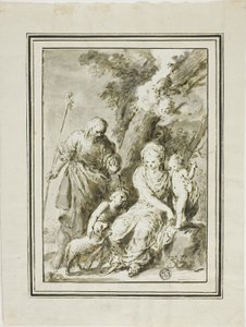 Heilige Familie und Johannes der Täufer von Giovanni Antonio Burrini