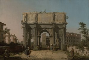 Ansicht des Konstantinsbogens mit dem Kolosseum