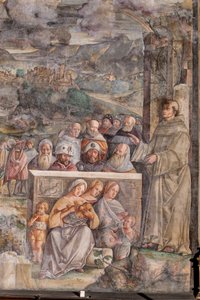 St. Antonius kommt in Padua an, wo er Frieden zwischen den Bürgern mit der Kraft und Süße seiner Predigt wiederherstellt (Detail)