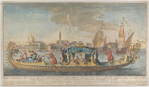 Die hochverzierte erste Gondel des Botschafters Giovanni Battista Colloreado von Giovanni Antonio Faldoni