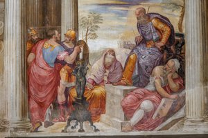 Detail der Barmherzigkeit des Scipio, Kaminzimmer, ca. 1560-65
