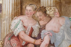 Weibliche Figur, Detail der Barmherzigkeit des Scipio, Kaminzimmer, um 1560-65