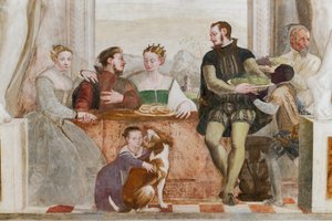 Das Bankett, Hauptsaal, ca. 1570 (Fresko) von Giovanni Antonio Fasolo