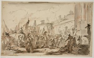 Der Kopf des Pompeius wird Cäsar präsentiert von Giovanni Antonio Pellegrini