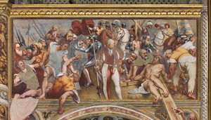 Zentrales Kirchenschiff, Erster südlicher Spann, Christus ans Kreuz genagelt, Il Pordenone von Giovanni Antonio Pordenone