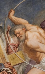 Zentrales Kirchenschiff, zweiter südlicher Spann, Jesus fällt unter dem Kreuz, Il Pordenone