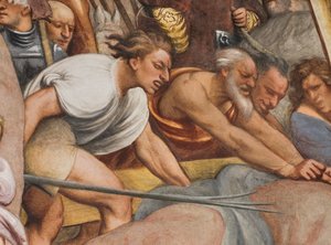 Zentrales Kirchenschiff, Zweiter Südspan, Jesus fällt unter dem Kreuz von Giovanni Antonio Pordenone