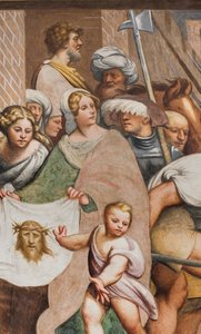 Zentrales Kirchenschiff, Zweiter Südspan, Jesus fällt unter dem Kreuz von Giovanni Antonio Pordenone