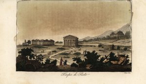 Ansicht der antiken griechischen Tempel der Hera in Paestum, Italien von Giovanni Antonio Sasso