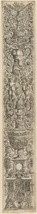 Greifen und zwei Cupidos, die Hellebarden kreuzen, Platte fünf von Zwölf Ornamenttafeln von Giovanni Antonio da Brescia