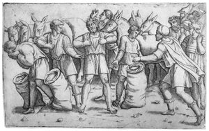 Josephs Becher in Benjamins Sack gefunden von Giovanni Antonio da Brescia