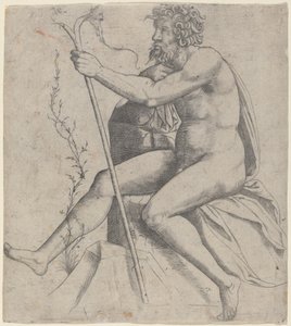 Sitzender Mann mit gegabeltem Stab von Giovanni Antonio da Brescia