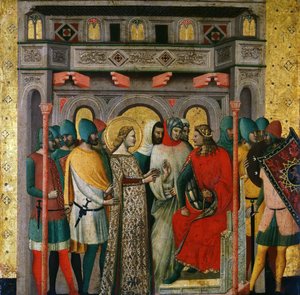 Heiliger Kolumba vor Kaiser Aurelian Szenen aus dem Leben des Heiligen Kolumba, 1345-1350