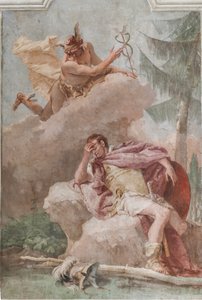 Palazzina (Kleines Gebäude), der dritte Raum oder Raum der Aeneis: "Aeneas träumt von Merkur, der ihm befiehlt zu gehen"