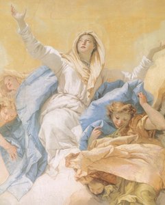Mariä Himmelfahrt, von Giambattista Tiepolo (1696-1770), Fresko, Detail, Oratorium der Reinheit, Udine, Italien
