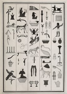 Zeichnungen der Dekorationen aus dem Grab des Pharao Psammetich I., reproduziert 1817 von Giovanni Battista Belzoni, im British Museum, London