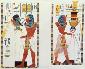 Zwei Wandgemälde aus den Königsgräbern von Theben, entdeckt von G. Belzoni, Tafel 5 aus Plates Illustrative of the Researches in Egypt and Nubia