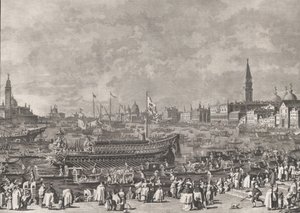Tafel 5: Der Doge im Bucintoro auf dem Weg zum Porto di Lido am Himmelfahrtstag von Giovanni Battista Brostoloni