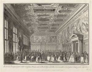 Empfang des Dogen von ausländischen Botschaftern in der Sala del Collegio, 1763-1766