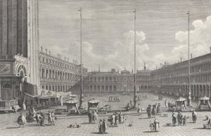 Ansicht der Piazza San Marco, mit der Kirche San Geminiano am Ende und Figuren, 1763