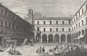 Ansicht des Marktplatzes in der Nähe der Kirche San Giacomo, 1763