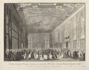 Der Doge bewirtet ausländische Botschafter bei einem Bankett von Giovanni Battista Brustolon after Canaletto