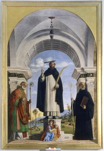 Heiliger Petrus Märtyrer mit den Heiligen Nikolaus und Benedikt von Giovanni Battista Cima da Conegliano