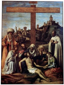 Die Beweinung Christi mit einem Karmelitenmönch, um 1510 von Giovanni Battista Cima da Conegliano