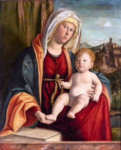 Jungfrau und Kind von Cima da Conegliano, Giovanni Battista (ca. 1459-1517). Öl auf Holz, Größe: 84x71,7, Spätes 15. Jh., Fondazione Cini, Venedig von Giovanni Battista Cima da Conegliano