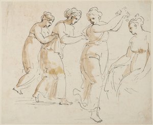 Eine sitzende und drei tanzende Nymphen von Giovanni Battista Cipriani
