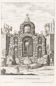 Brunnen mit Tauben in den Gärten der Villa Doria Pamphilj in Rom von Giovanni Battista Falda