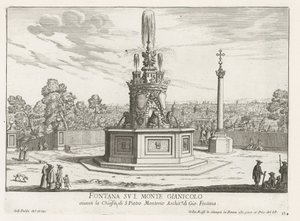 Brunnen auf der Piazza San Pietro in Montorio auf dem Janiculumberg in Rom von Giovanni Battista Falda