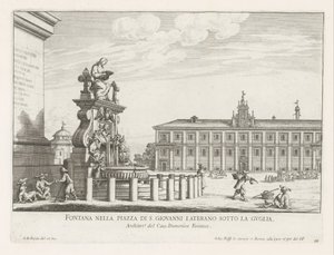 Brunnen auf der Piazza di San Giovanni in Laterano in Rom (Brunnen von Rom) von Giovanni Battista Falda