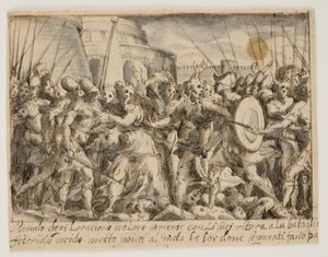 Die Sabinerinnen verhandeln Frieden zwischen den Römern und den Sabinern von Giovanni Battista Fontana