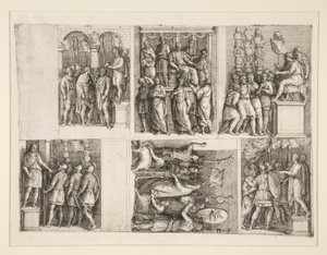 Sechs Vignetten aus dem Leben des Trajan von Giovanni Battista Franco (called Il Semolei)