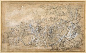 Gefangene, darunter ein Bischof, werden vor den Triumphwagen eines römischen Generals geschleppt und gebunden von Giovanni Battista Lenardi